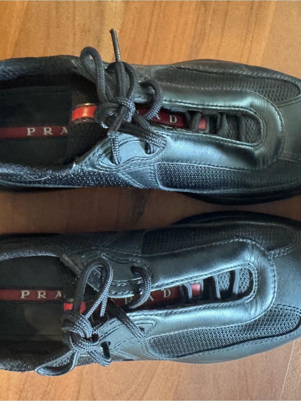 Prada Women’s Black Leather & Mesh Sneakers - Black
